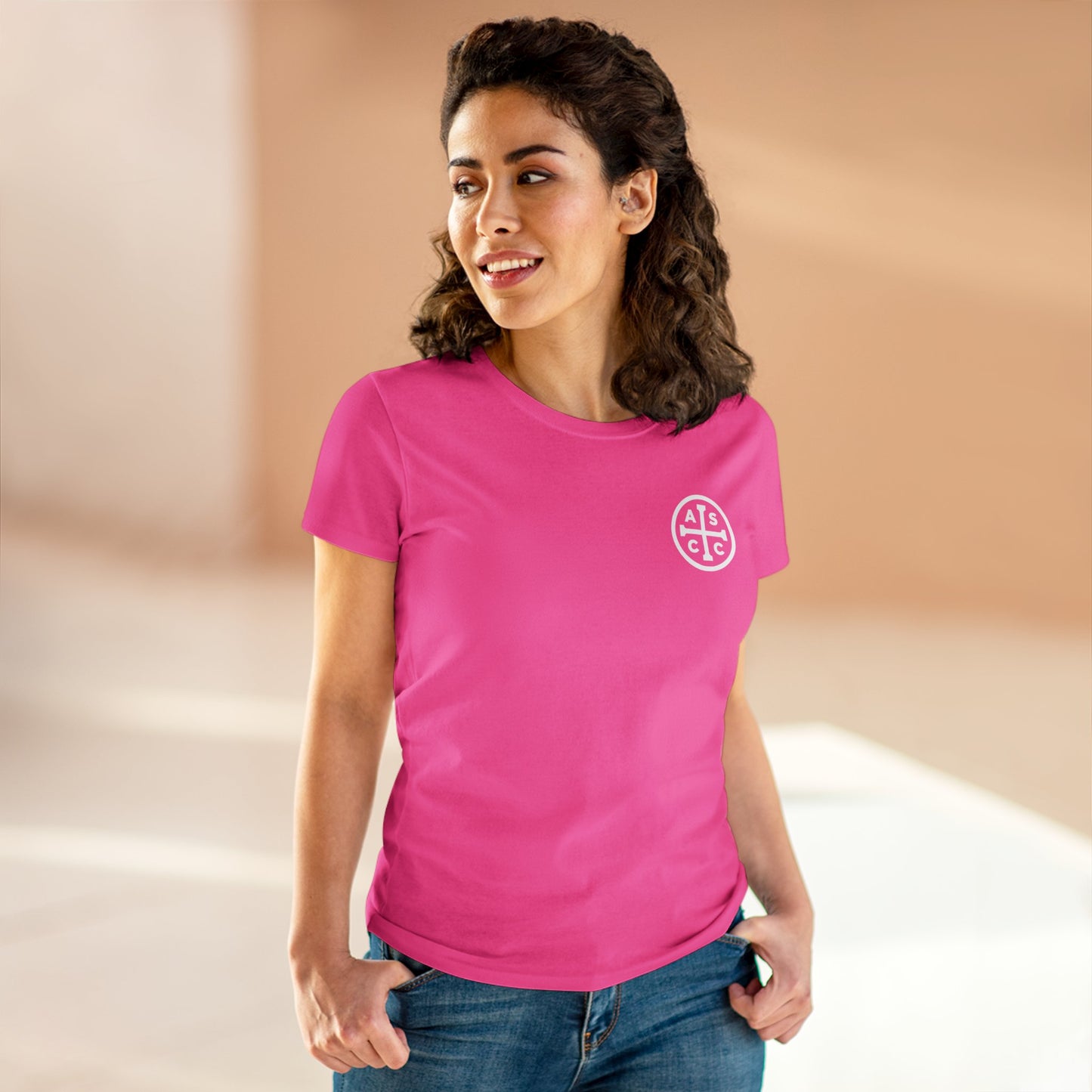 Women's Mid Weight Cotton Tee with ASCC White Logo