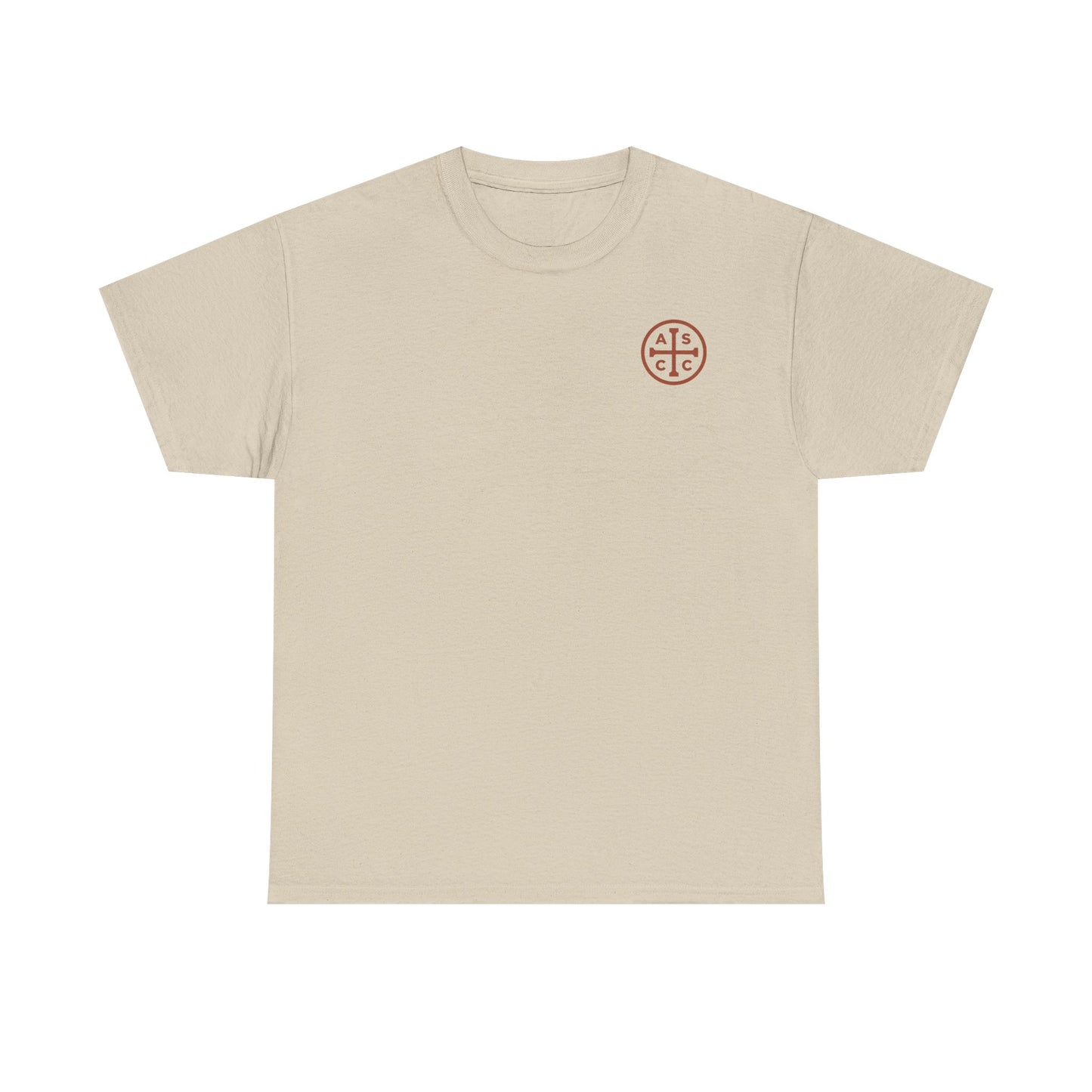 Unisex Heavy Cotton Tee ASCC Logo on front, Jesus Prayer on back