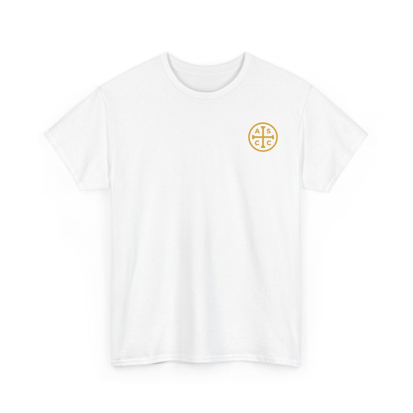 Unisex Heavy Cotton Tee with ASCC Logo on Front, Mission Statement on Back