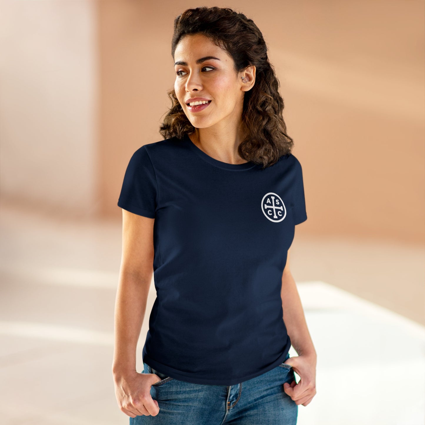 Women's Mid Weight Cotton Tee with ASCC White Logo