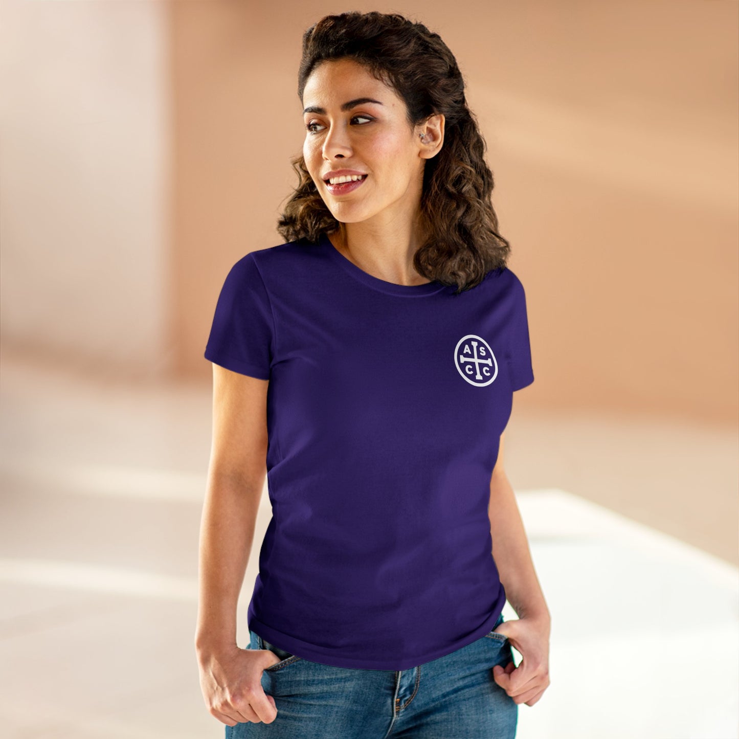 Women's Mid Weight Cotton Tee with ASCC White Logo