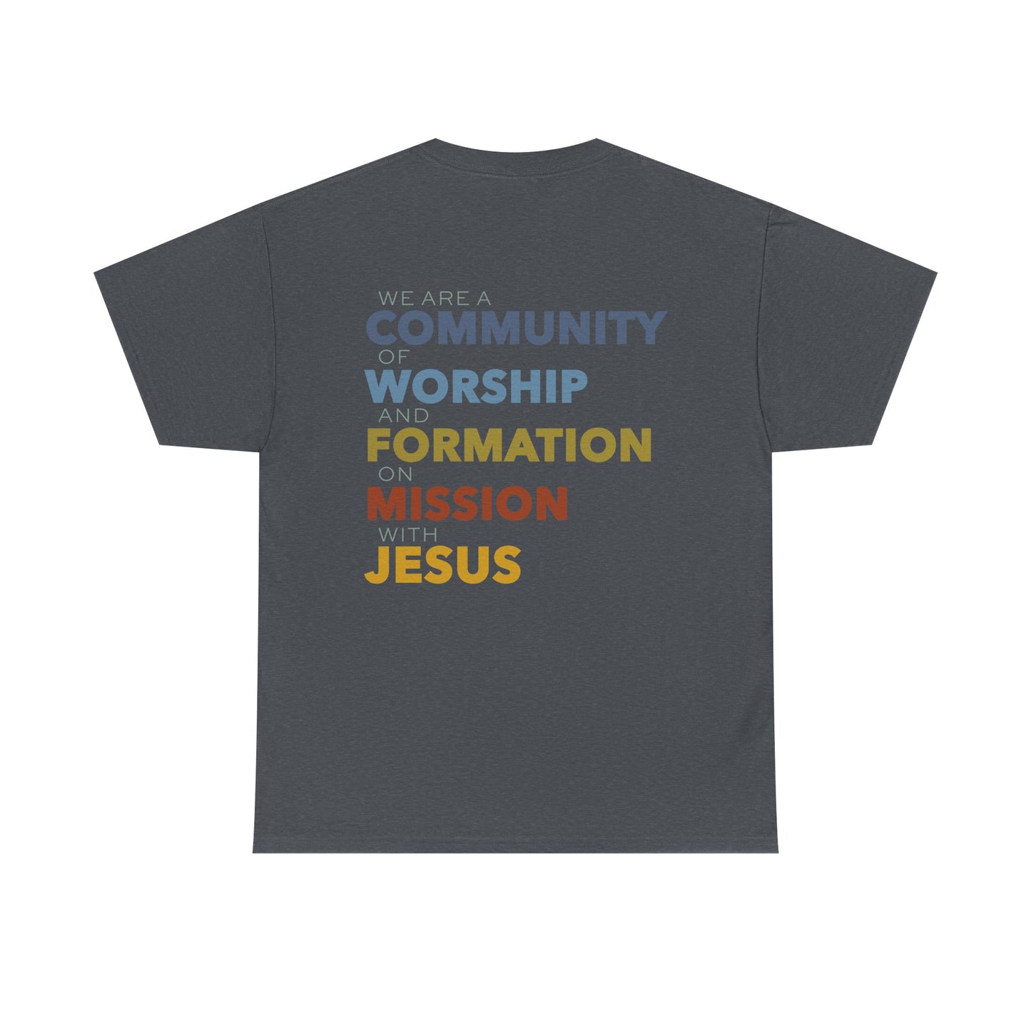 Unisex Heavy Cotton Tee with ASCC Logo on Front, Mission Statement on Back
