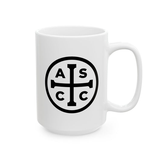 ASCC Logo/Jesus Prayer Ceramic Mug, (11oz, 15oz) // For Left-Handers