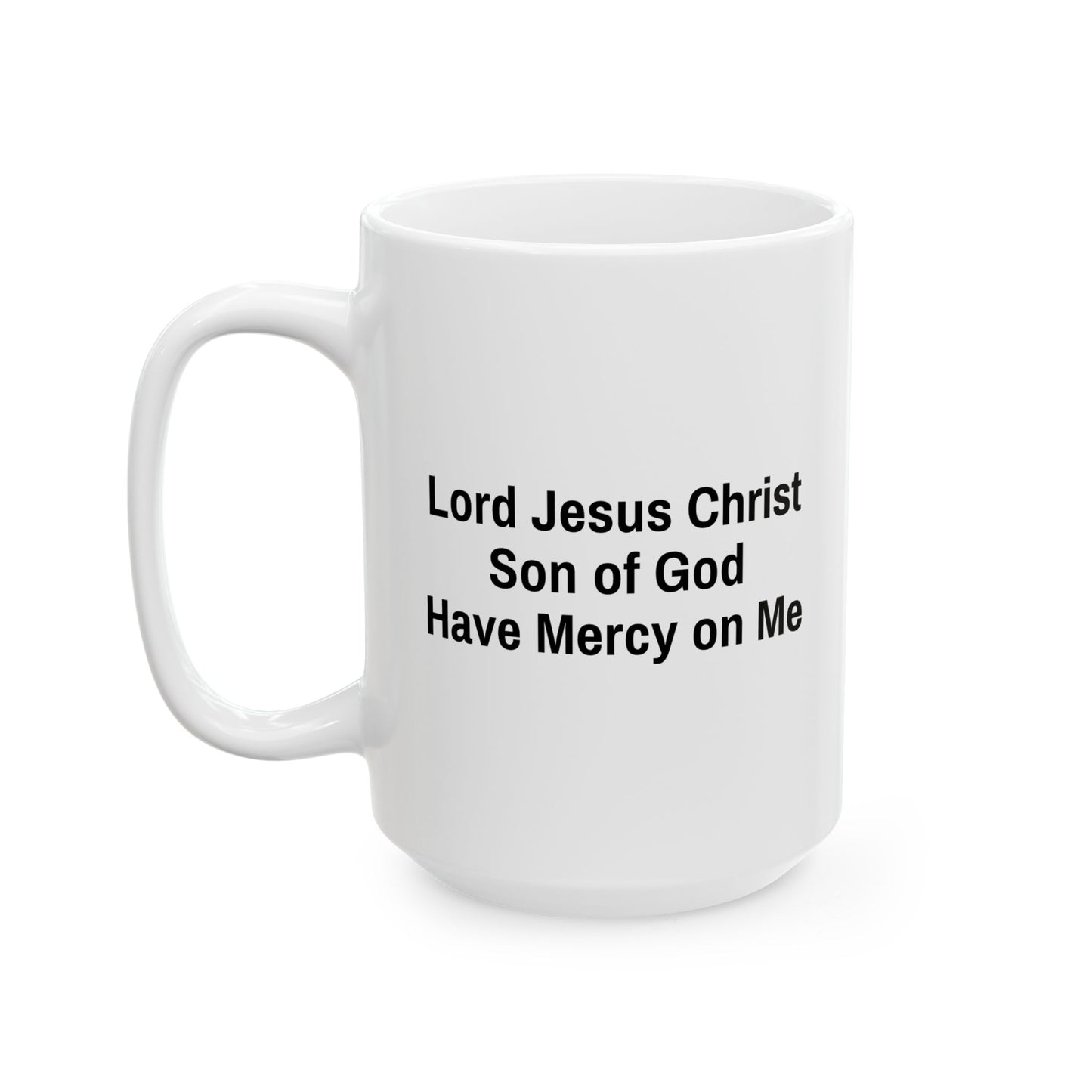 ASCC Logo/Jesus Prayer Ceramic Mug, (11oz, 15oz) // For Left-Handers