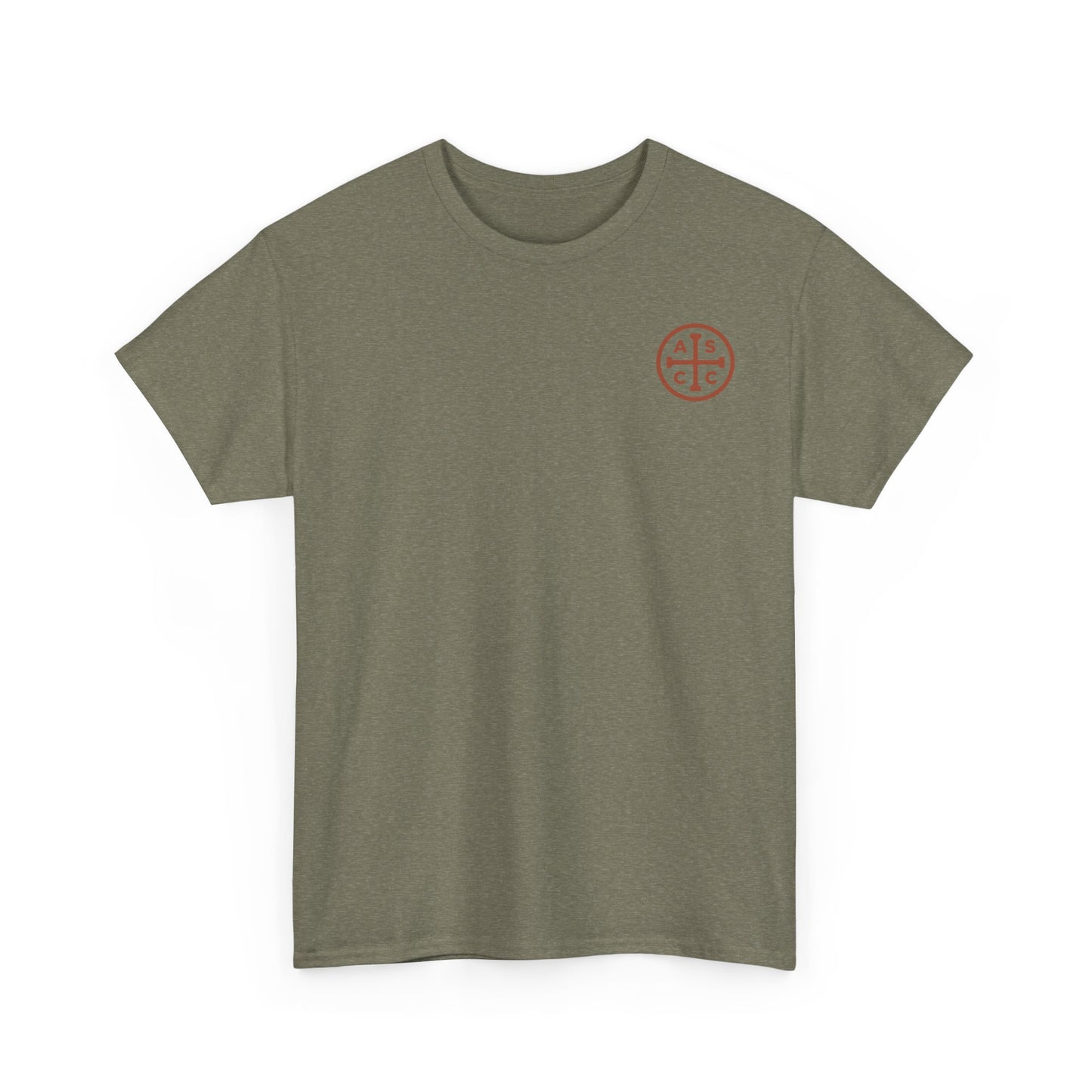 Unisex Heavy Cotton Tee ASCC Logo on front, Jesus Prayer on back