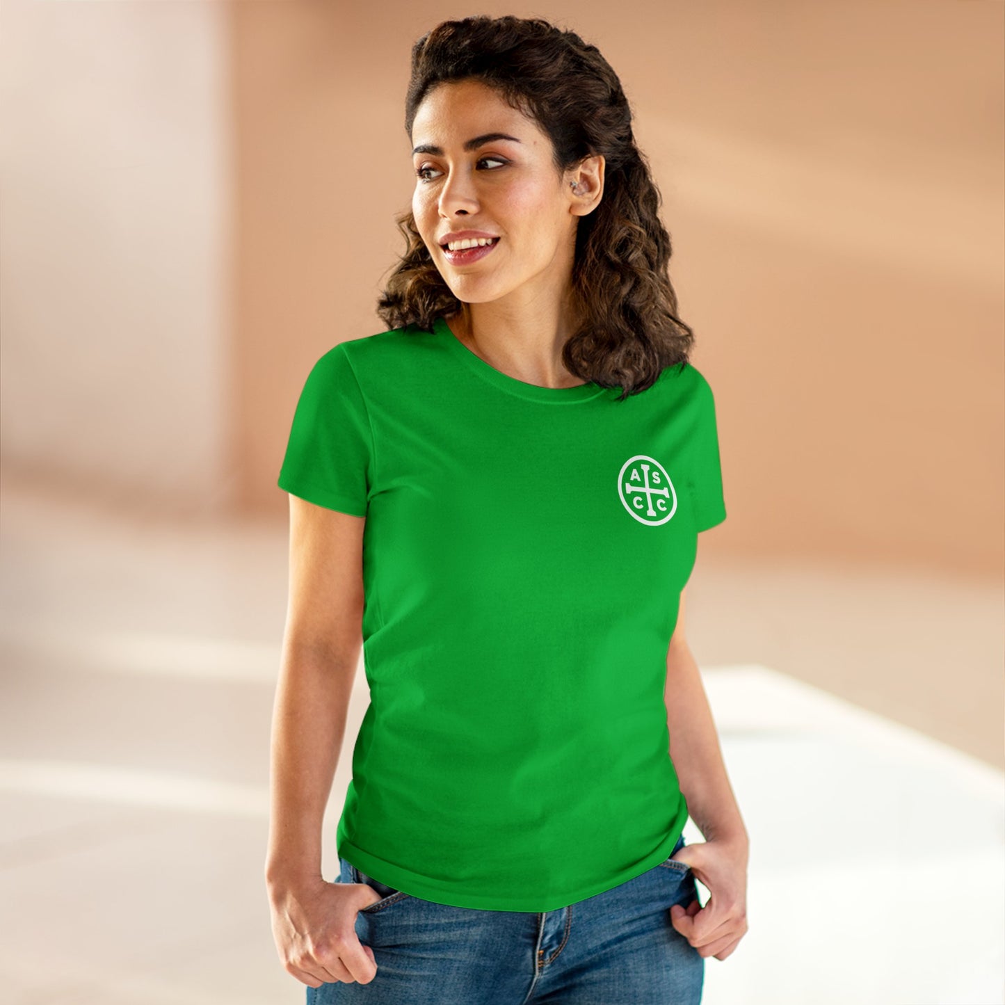 Women's Mid Weight Cotton Tee with ASCC White Logo