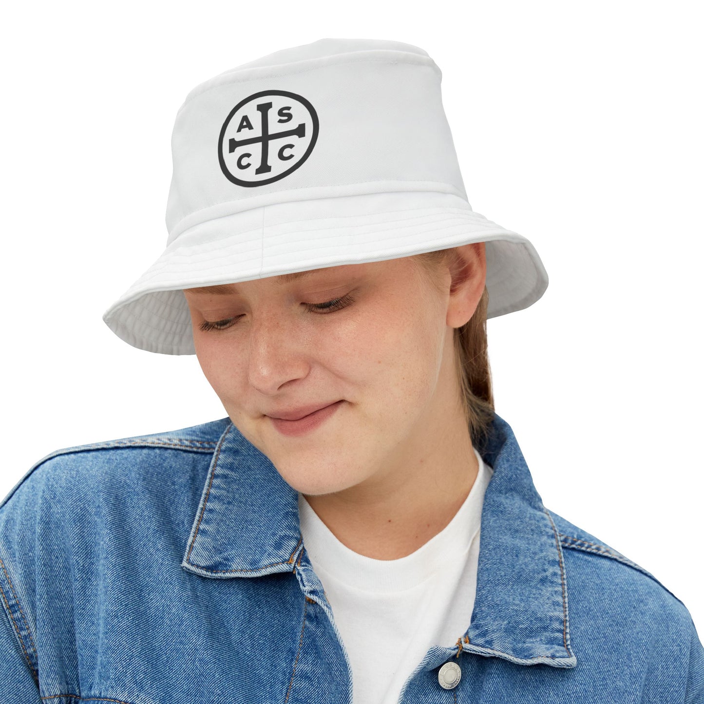 White Bucket Hat with ASCC Logo