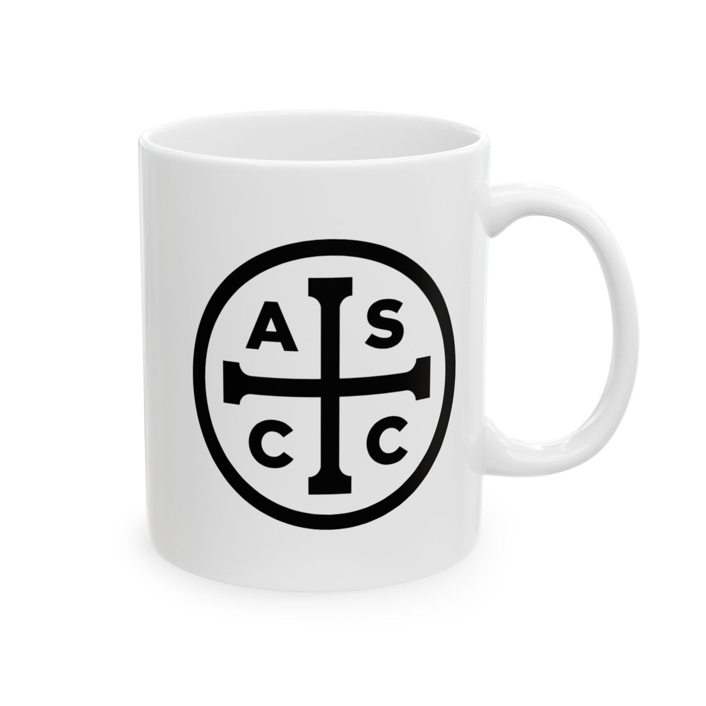 ASCC Logo/Jesus Prayer Ceramic Mug, (11oz, 15oz) // For Left-Handers