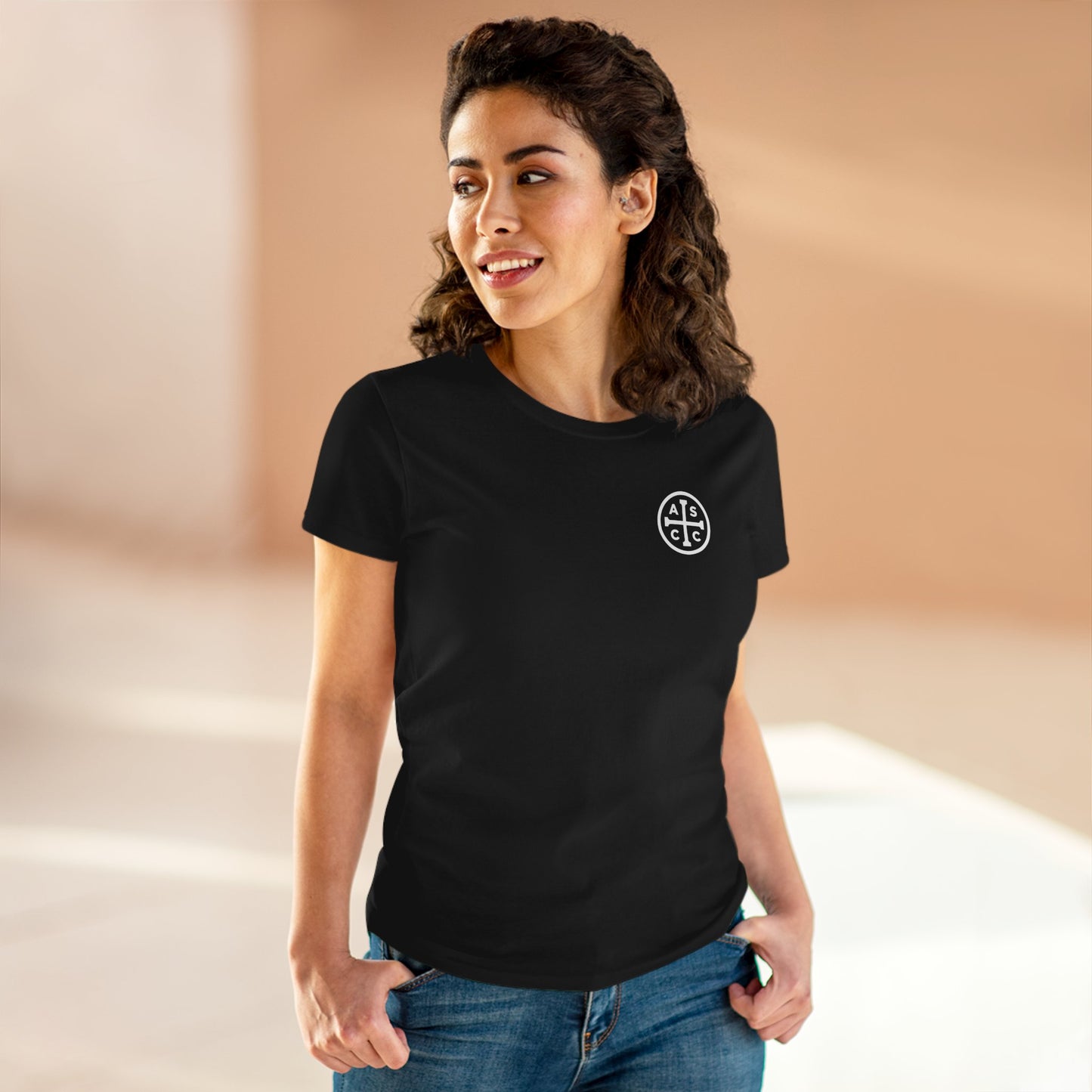 Women's Mid Weight Cotton Tee with ASCC White Logo