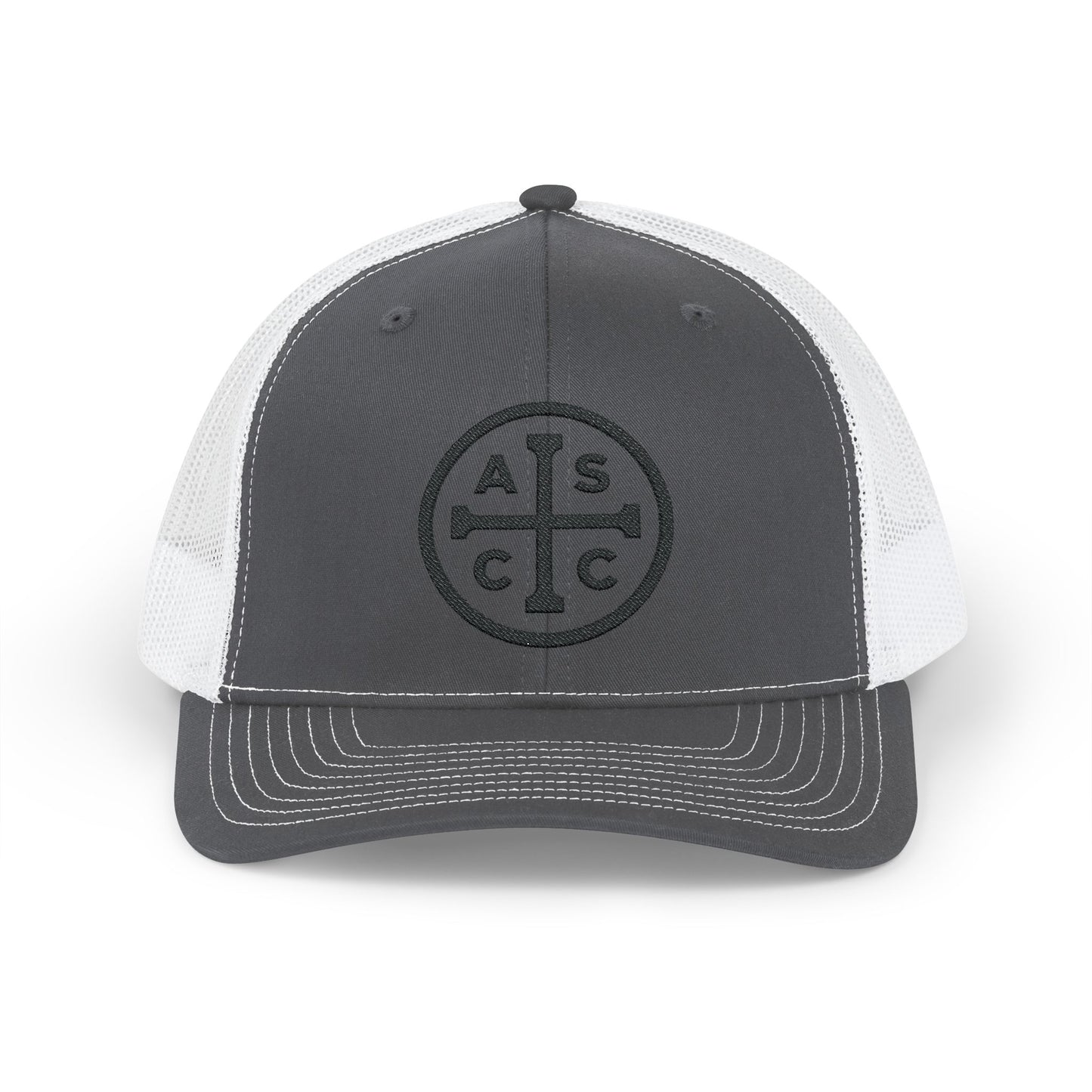 Black Embroidered Logo Snapback Trucker Cap