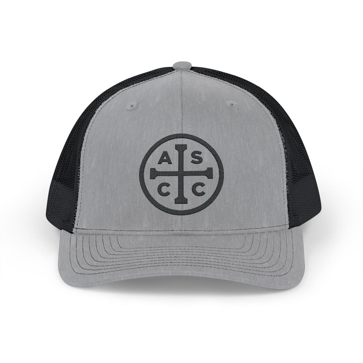 Black Embroidered Logo Snapback Trucker Cap