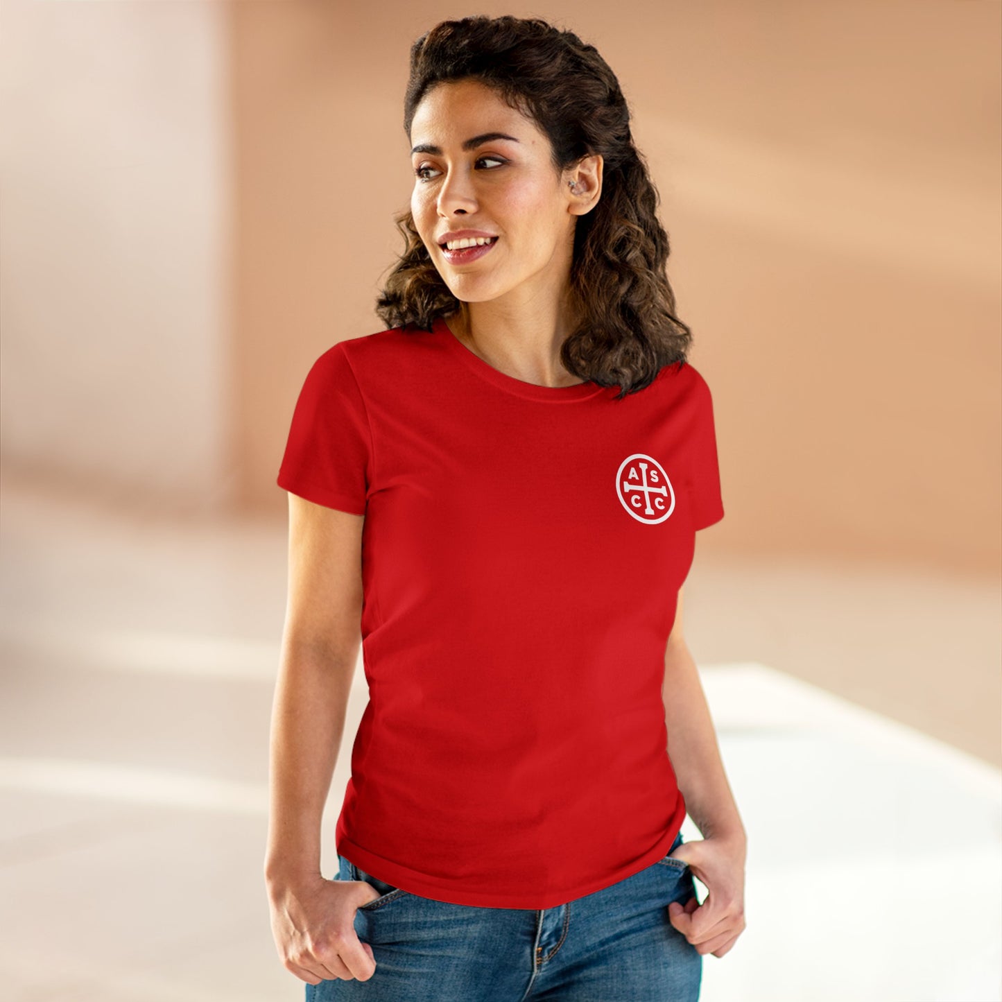 Women's Mid Weight Cotton Tee with ASCC White Logo