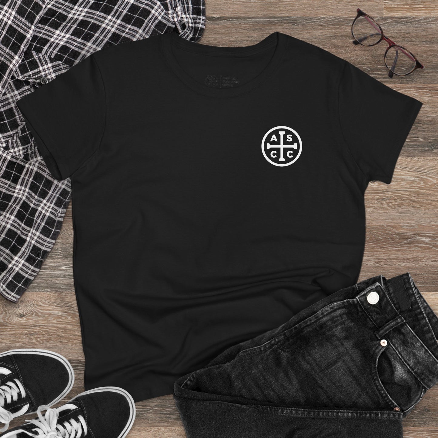 Women's Mid Weight Cotton Tee with ASCC White Logo