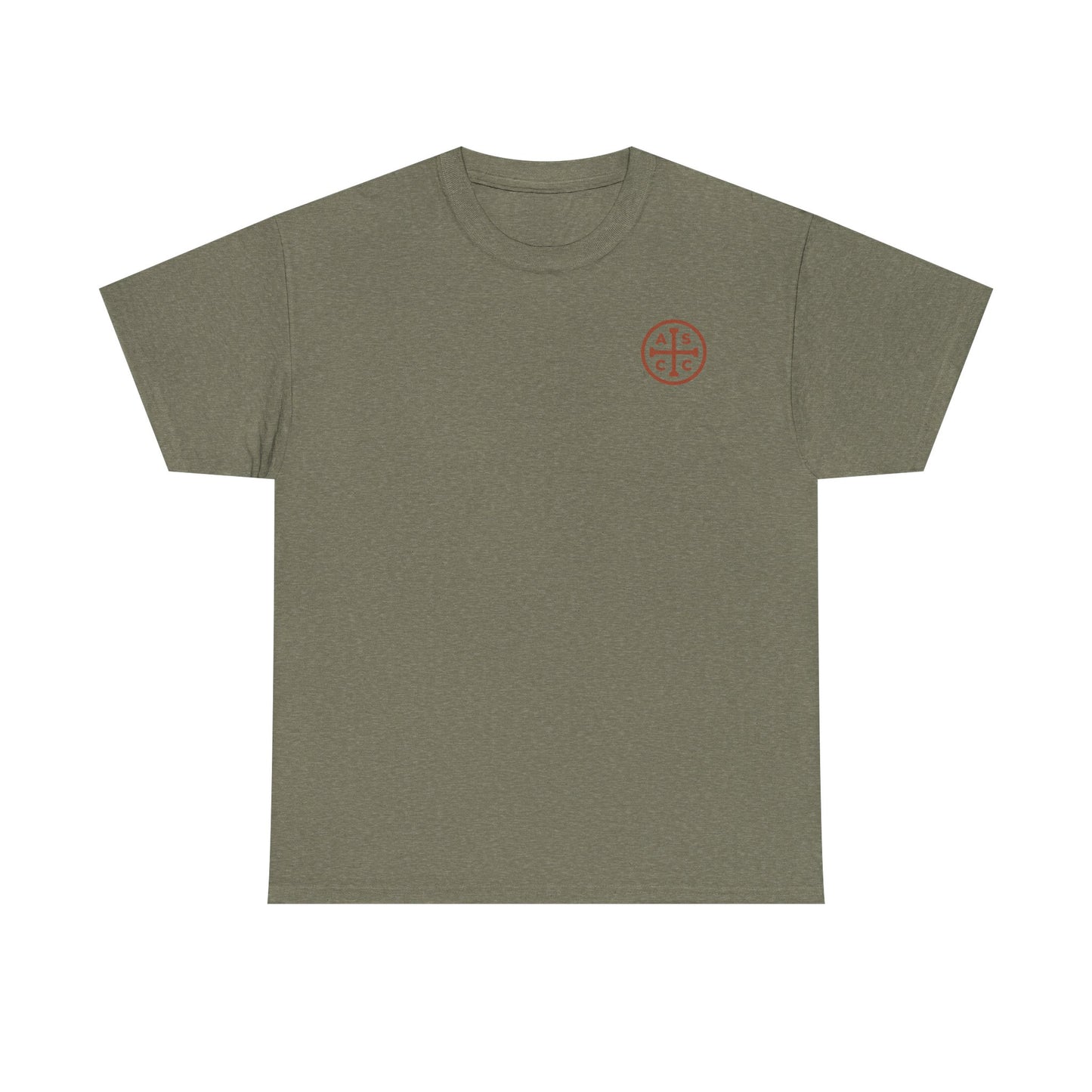Unisex Heavy Cotton Tee ASCC Logo on front, Jesus Prayer on back