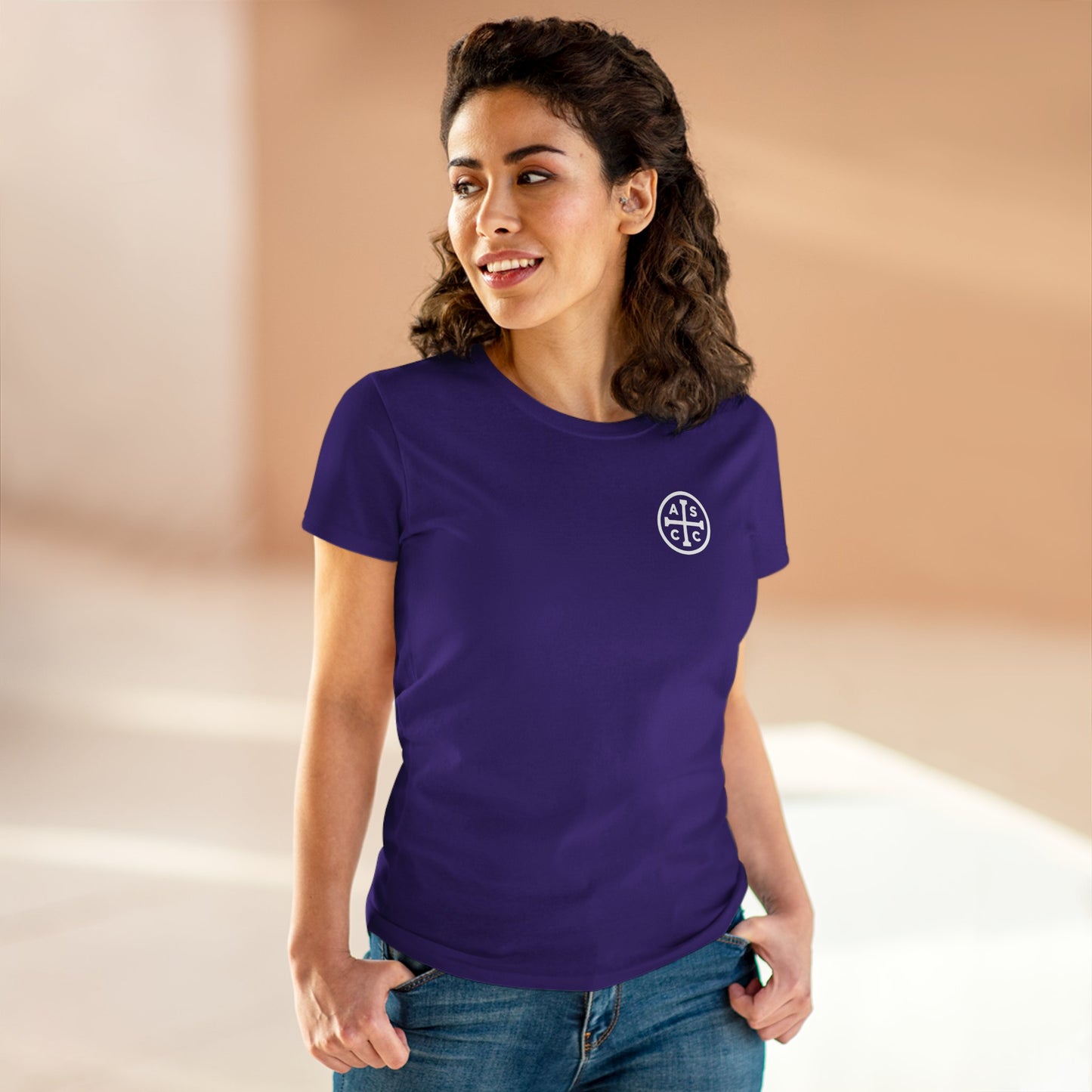 Women's Mid Weight Cotton Tee with ASCC White Logo