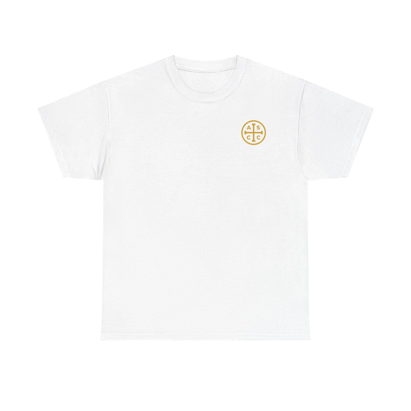 Unisex Heavy Cotton Tee with ASCC Logo on Front, Mission Statement on Back